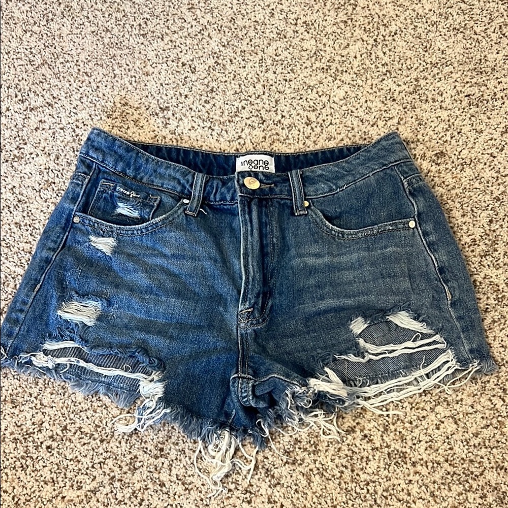 Blue Distressed Denim Shorts